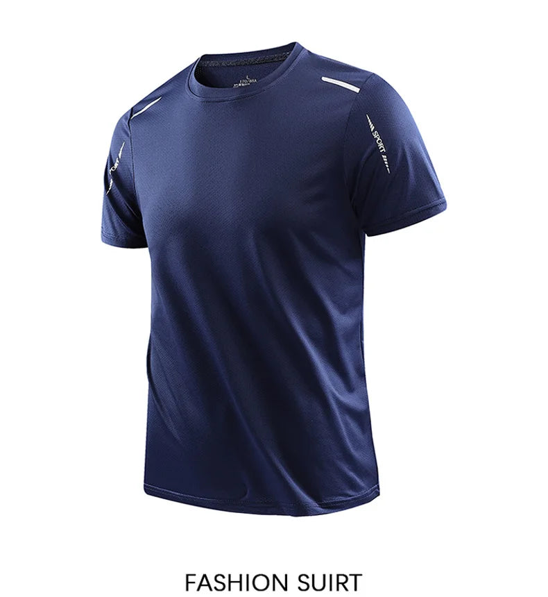 Chrlck Men’s Quick Drying Breathable Running T-Shirt Soft Elastic Outdoor Sports Shirt Summer