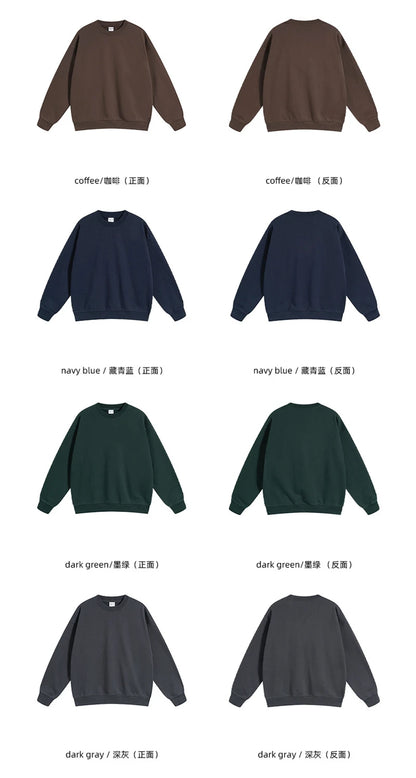 ZODF 2024 Autumn Winter Men's Basic O-Neck Sweatshirt Unisex Loose Solid 430gsm Terry Pullovers Streetwears HY0910