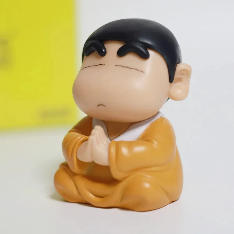 8cm  Anime Crayon Shin Chan Cos Buddha Good Luck Compassion Action Figure Funny Doll PVC Model Toys Collection Children Gifts