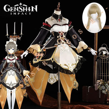 Genshin Impact Sandrone Cosplay Costume Wig Marionette Dress Uniform Eleven Fatui Harbingers Halloween Party Women Girls Props