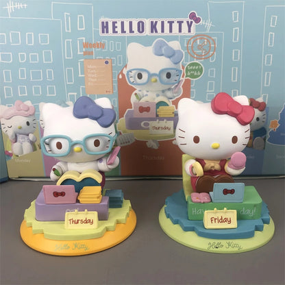 HelloKitty cartoon figurine Sunday worker cake food doll blind box Kt Cat desktop decoration room decoration mystery box gift