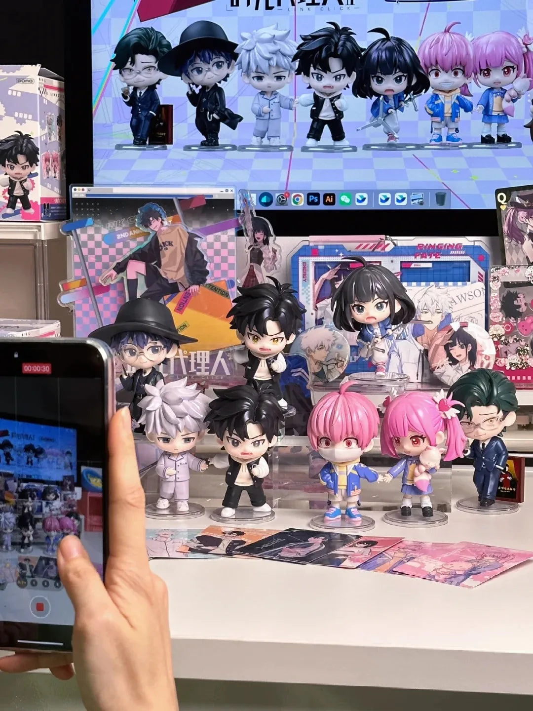 Link Click Season 2 Back In Time Series Cartoon Lu Guang Chen Xiaoshi Li Tianchen Li Tianxi Qiao Ling Figure Model Toy Kids Gift