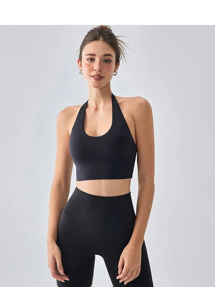Sexy Sports Bra for Women Halter Yoga Tank Top Seamless Shockproof Push Up Fitness Gym Workout Fast Dry Underwear