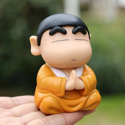 8cm  Anime Crayon Shin Chan Cos Buddha Good Luck Compassion Action Figure Funny Doll PVC Model Toys Collection Children Gifts
