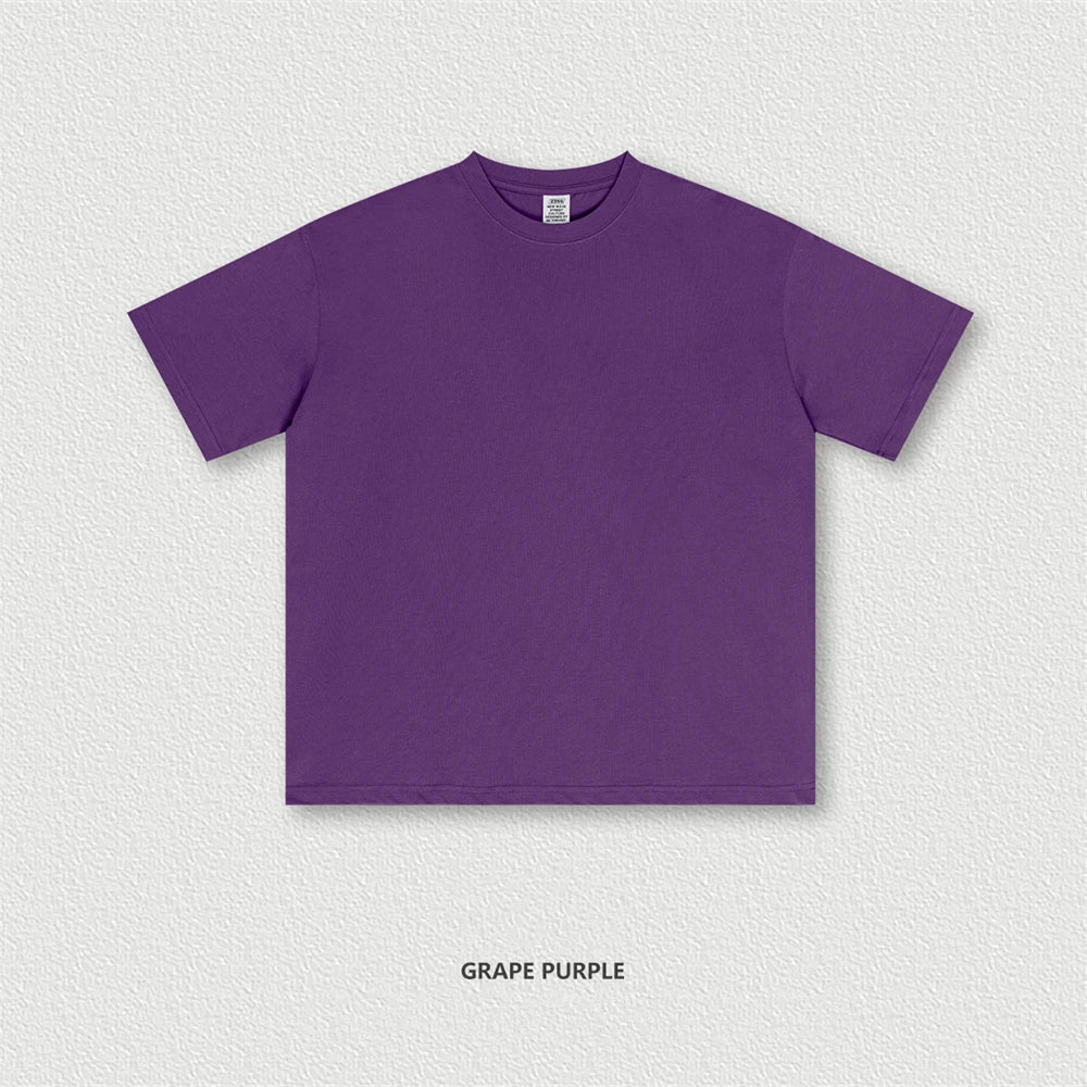 ZODF New 2025 Spring Summer 235gsm Solid Cotton T-Shirts For Men Women Unisex Loose Basic T Shirt Tees Brand Tops HY0970