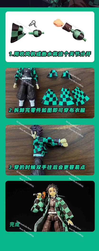 1/12 Kamado Tanjirou Flame Plaid Windbreaker Tomioka Giyuu Spout Matching Color Toy Accessory For Shf Anime Demon Slayer Soldier