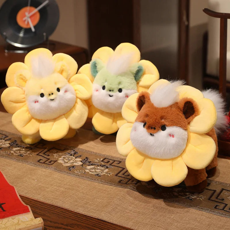 22cm Cartoon Cute Horse Plush Toy Sunflower Lion Dance Decorative Pony Plushies Soft Doll Kawaii Lunar New Year Gift