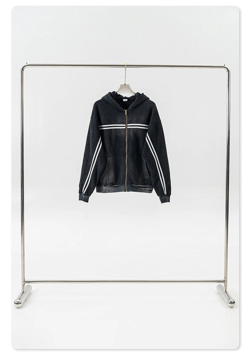 ZODF Retro 2024 Winter Men Zipper Fleece Hoodies Unisex Oversized Washed 360gsm Sport Knitted Hooded Coat HY0905