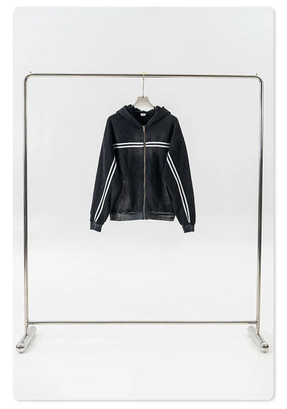 ZODF Retro 2024 Winter Men Zipper Fleece Hoodies Unisex Oversized Washed 360gsm Sport Knitted Hooded Coat HY0905