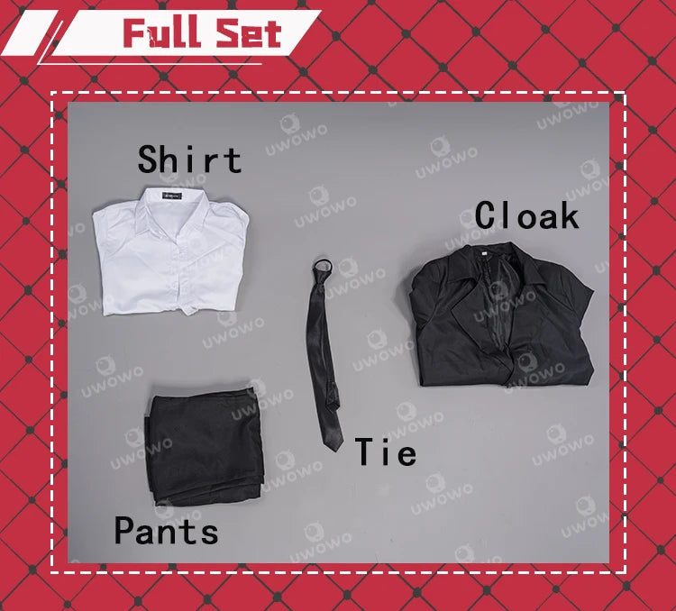 UWOWO Makimaa Cosplay Anime Makimaa Cosplay Costume Black Trench Shirt Tie Pants Men Women Suit Uniform