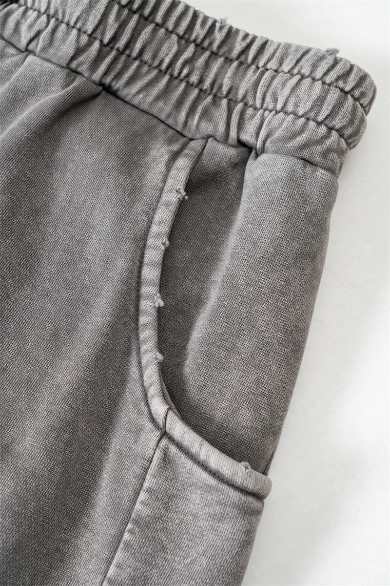 ZODF Retro 2024 Spring Men Washed Cotton Straight Pants Unisex Casual 330gsm Distressed Loose Trousers Brand Clothes HY0830