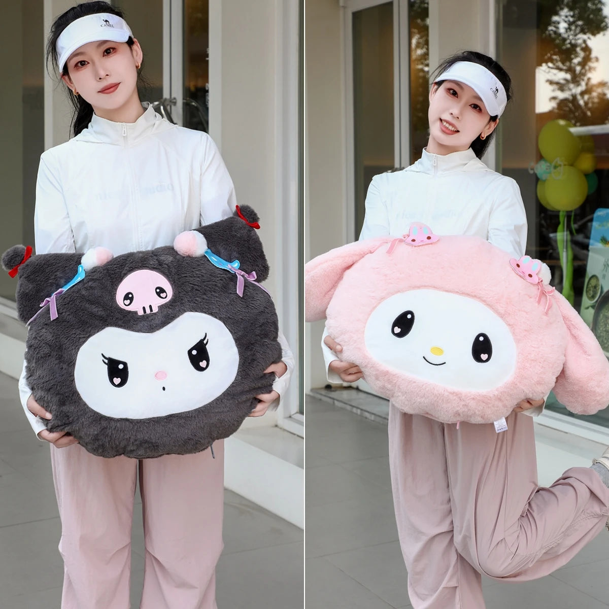 Lovely Kuromi My Melody Plushies Stuffed Anime Headrest Comfortale Soft Cuddly Pillow Cartoon Plush Toy Blanket Xmas Gifts Girl