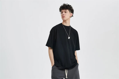 ZODF Fashion Spring Summer Washed Solid T Shirts For Men Loose Unisex 310gsm Cotton Heavy Weight T-Shirt Brand Tops HY0064