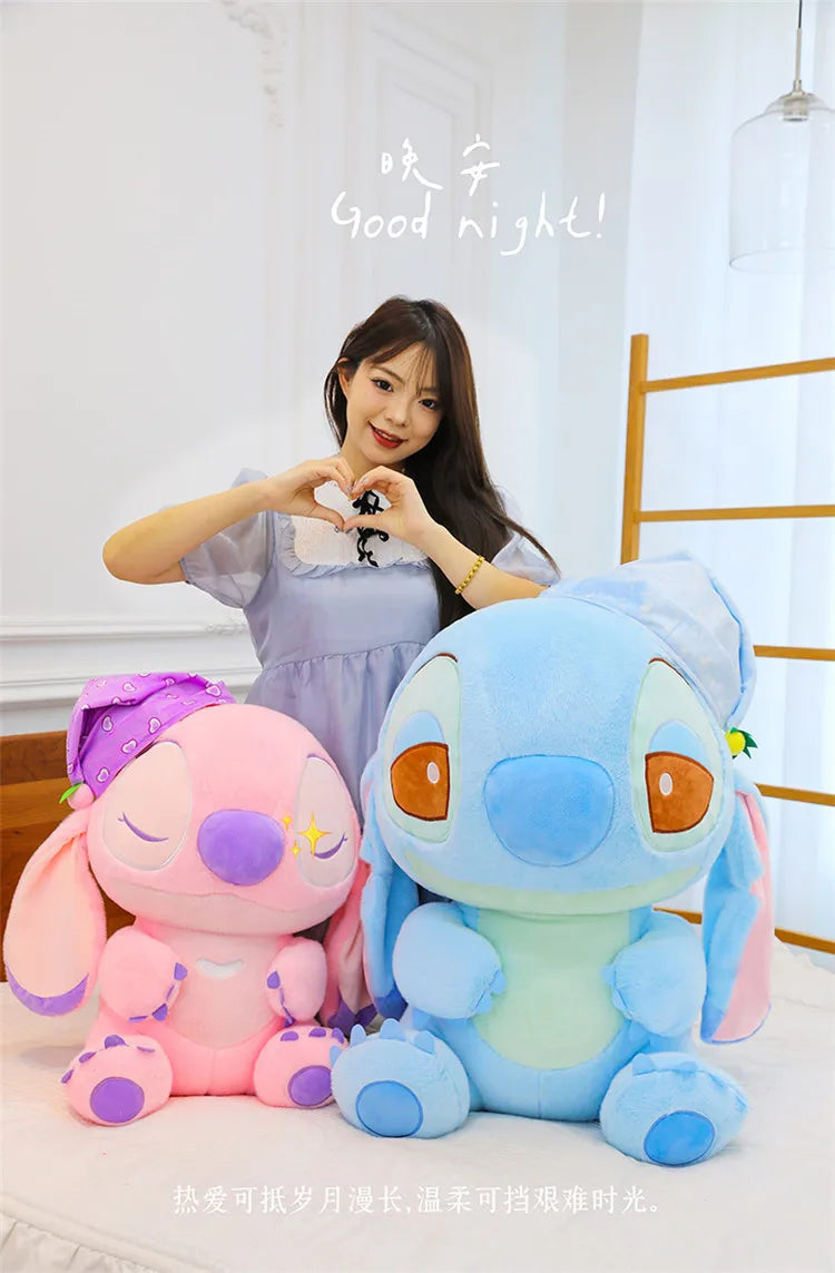 80cm Large Big Size Disney Stitch Sleeping Cute Anime Plush Stuffed Doll Room Plushies Pillow Ornaments Children's Holiday Gifts