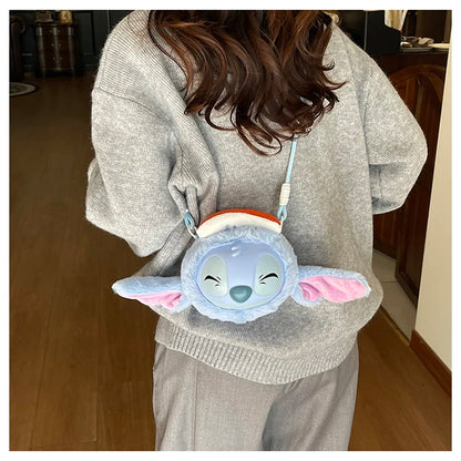 New Disney Stitch Cartoon Plush Backpack Cute Winter Gift For Girls Stuffed Animal Toy Plushie Bag Kids Carry-On Satchel