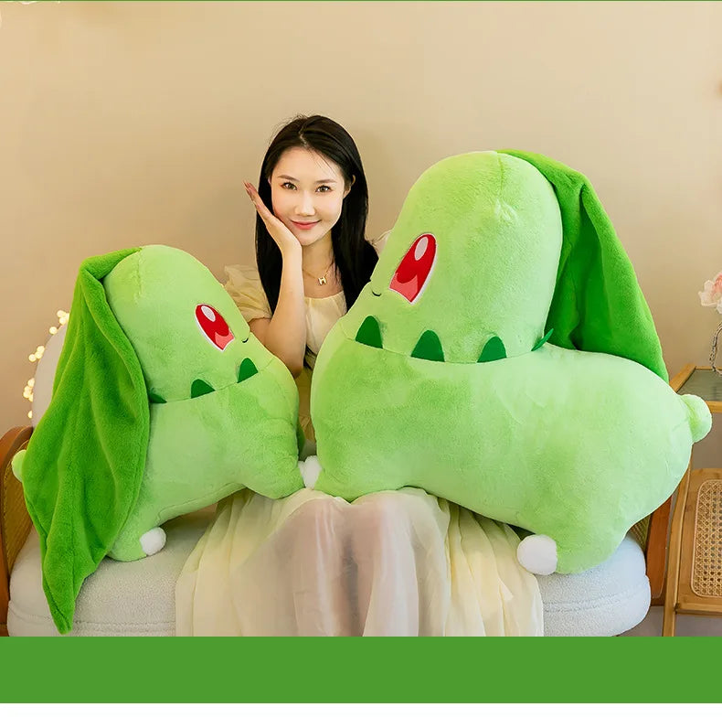 45/60/80cm Big Size Pokemon Chikorita Cartoon Anime Plush Stuffed Doll Room Decoration Plushies Pillow Ornaments Children's Gift