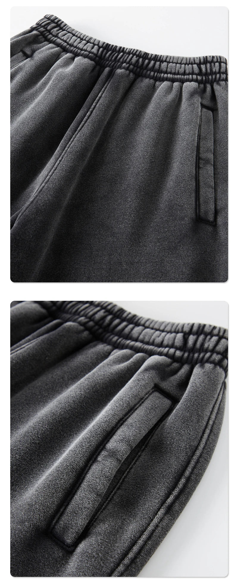 ZODF Retro Winter 360gsm Batik Washed Fleece Sweatpants Unisex Loose Drawstring Warm Joggers HY0714