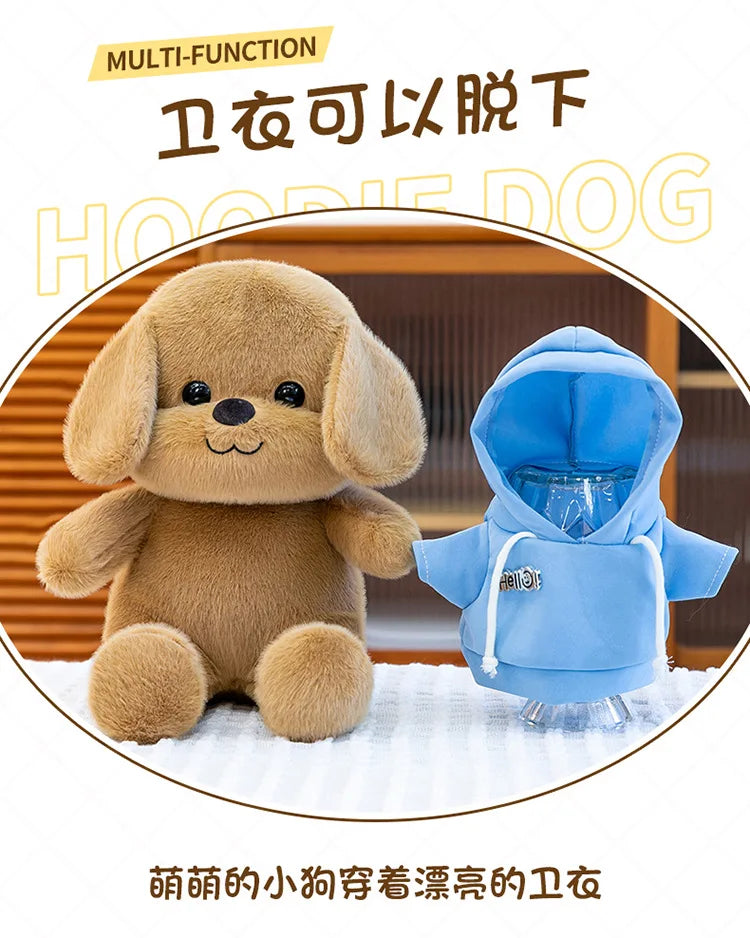 Kawaii Plush Dog Stuffed Animal Toy Hoodie Puppy Doll for Girls Soft Comforter Kids Birthday Christmas Gift Living Room Decor