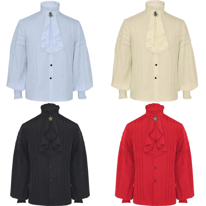 Men Medieval Vintage Prince Costume Pirate Cosplay Shirt Trench Renaissance Victorian Edwardian Men Viking Warrior Knight Outfit