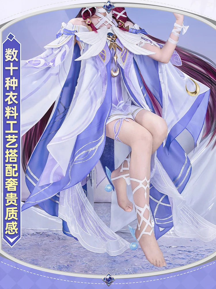 Genshin Impact Columbina Cosplay Costume Wig The Damselette Dress Uniform Eye Mask Eleven Fatui Harbingers Halloween Women Girls