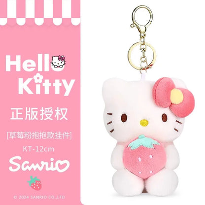 Genuine Sanrio Hello Kitty Cute Stuffed Keychain Car School bag Pendant Kids Plush Toy Keyring Plushier Strap Doll Birthday Gift