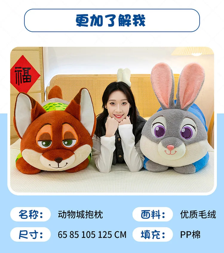 85/105/125cm Super Big Size Judy Hopps Zootopia Anime Plush Stuffed Doll Kawaii Nick Wilde Plushies Children Pillow Holiday Gift