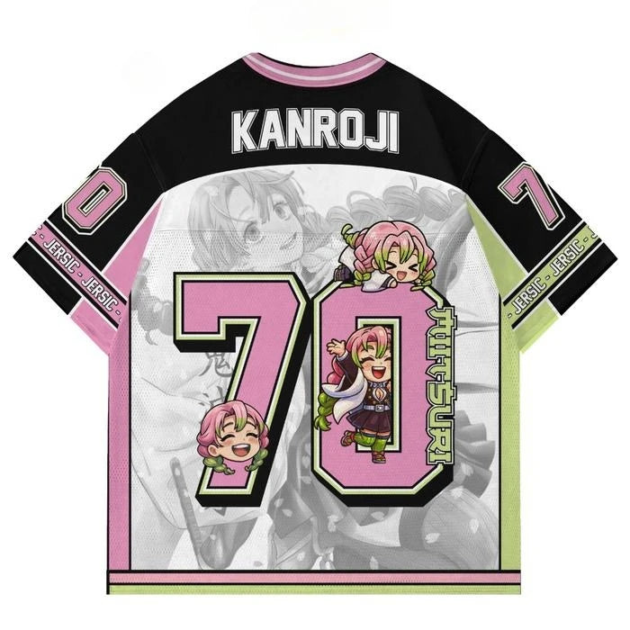 Demon Slayer Kanroji Mitsuri Anime Series Number 70 Jersey Oversize Kpop Baseball Hockey Outfit T-shirt Daily Unisex Tops Tees