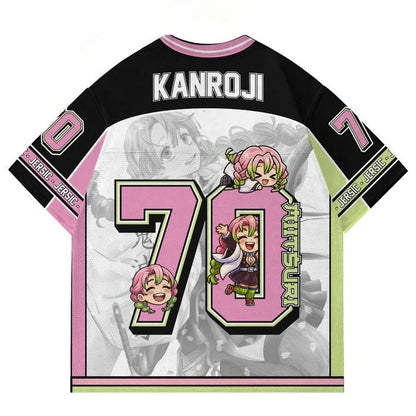 Demon Slayer Kanroji Mitsuri Anime Series Number 70 Jersey Oversize Kpop Baseball Hockey Outfit T-shirt Daily Unisex Tops Tees