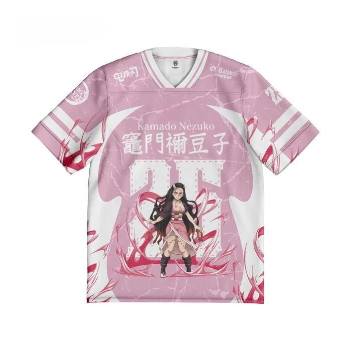 Demon Slayer Nezuko Kamado Anime Series Number Jersey Oversize Style Kpop Baseball Hockey Outfit T-shirt Daily Unisex Tops Tees