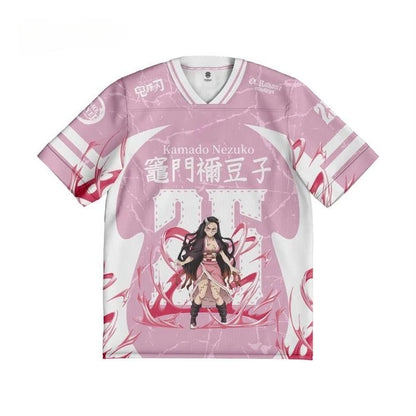 Demon Slayer Nezuko Kamado Anime Series Number Jersey Oversize Style Kpop Baseball Hockey Outfit T-shirt Daily Unisex Tops Tees