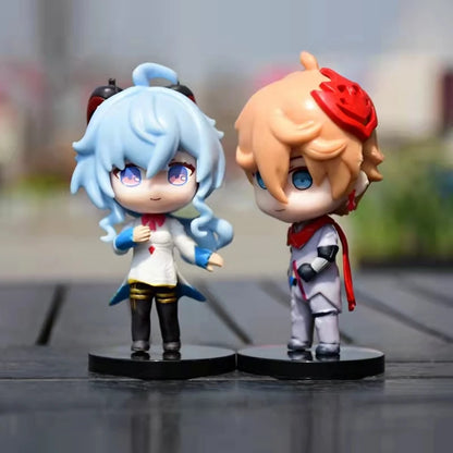 Hot 6pcs/set Genshin Impact Anime Figure Game Cartoon Aether Lumine Amber Venti Diluc Paimon Dolls Toy Kawaii Character  Gift