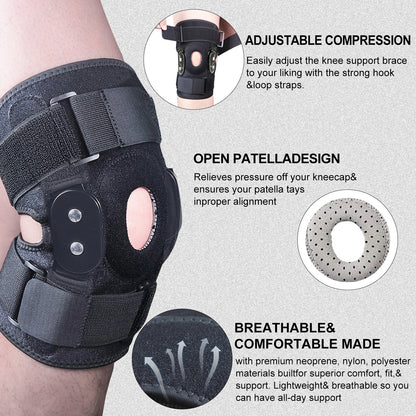 1pc Adjustable Hinged Knee Brace Knee Joint Brace Support Knee Stabilizer Knee Pad Patella Protector Arthritic Guard Pain Relief