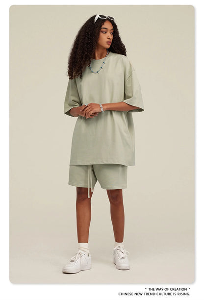 ZODF New 2025 Heavy Weight 305gsm Solid Cotton T Shirts For Men Unisex Summer Oversized Noshrink Basic T-Shirt Brand Tops HY0475