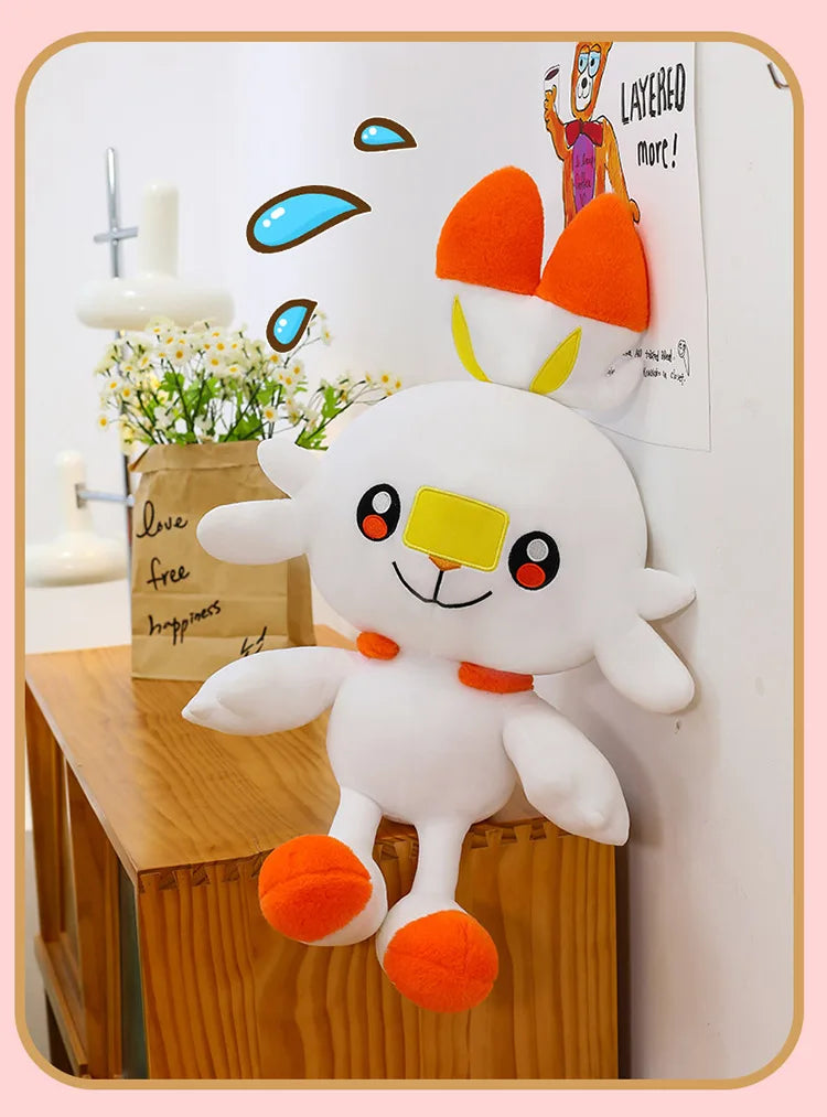 50/90cm Scorbunny Pokemon Large Plush Toys Anime Doll Cute Giant Pokémon Rabbit Cartoon Stuffed Plushie Pillow Gift for Kid Xmas