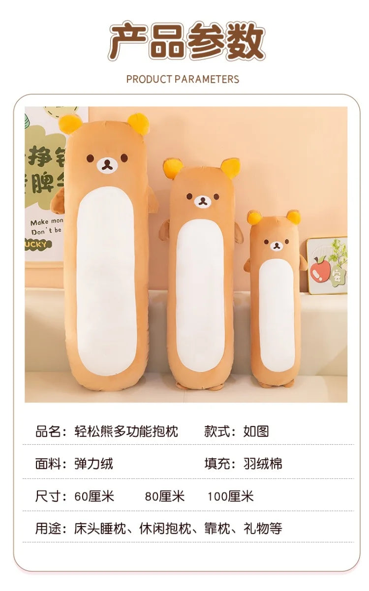 60/80/100cm Big Size Rilakkuma Kawaii Anime Plush Stuffed Doll Cartoon Room Decor Plush Pillow Children's Holiday Gift