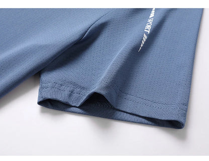 Chrlck Men’s Quick Drying Breathable Running T-Shirt Soft Elastic Outdoor Sports Shirt Summer