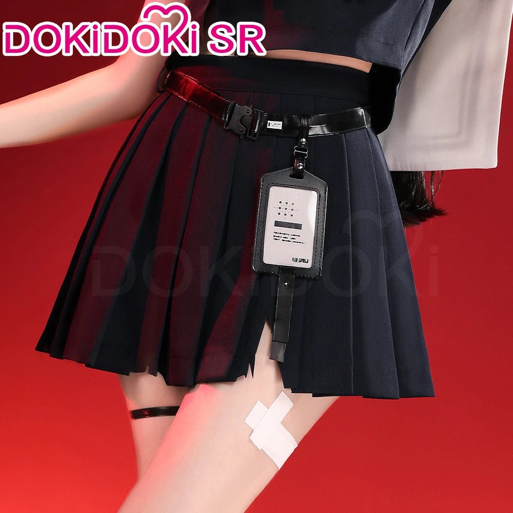 CHISA Cosplay Costume Game Wuthering Waves DokiDoki-SR Women Black JK Uniform Halloween CHISA Suit Coat Cosplay Wig