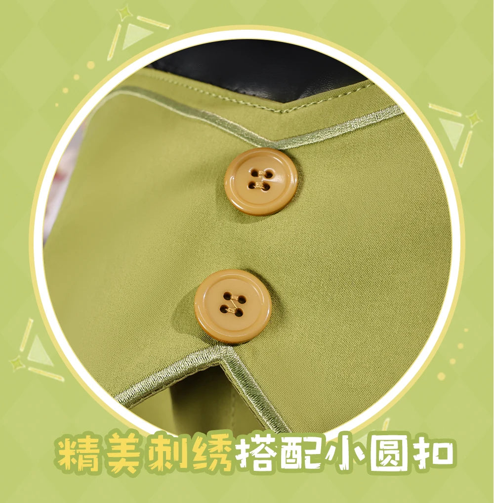 Genshin Impact Aino Cosplay Costume Wig Uniform Headwear Frog Backpack Clink-Clank Krumkake Craftshop Halloween for Women Girls