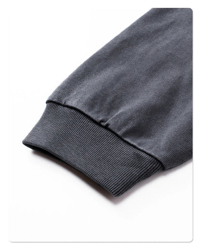 ZODF Retro Autumn Men Washed Cotton T-Shirts Unisex Loose Edge Fake 2-Piece 345gsm Full Sleeve O Neck T Shirt Brand Tops HY0928