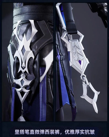 Genshin Impact Kyryll Chudomirovich Flins Cosplay Costume Wig Uniform Outfit Metal Accessory Halloween Party for Women Men Props