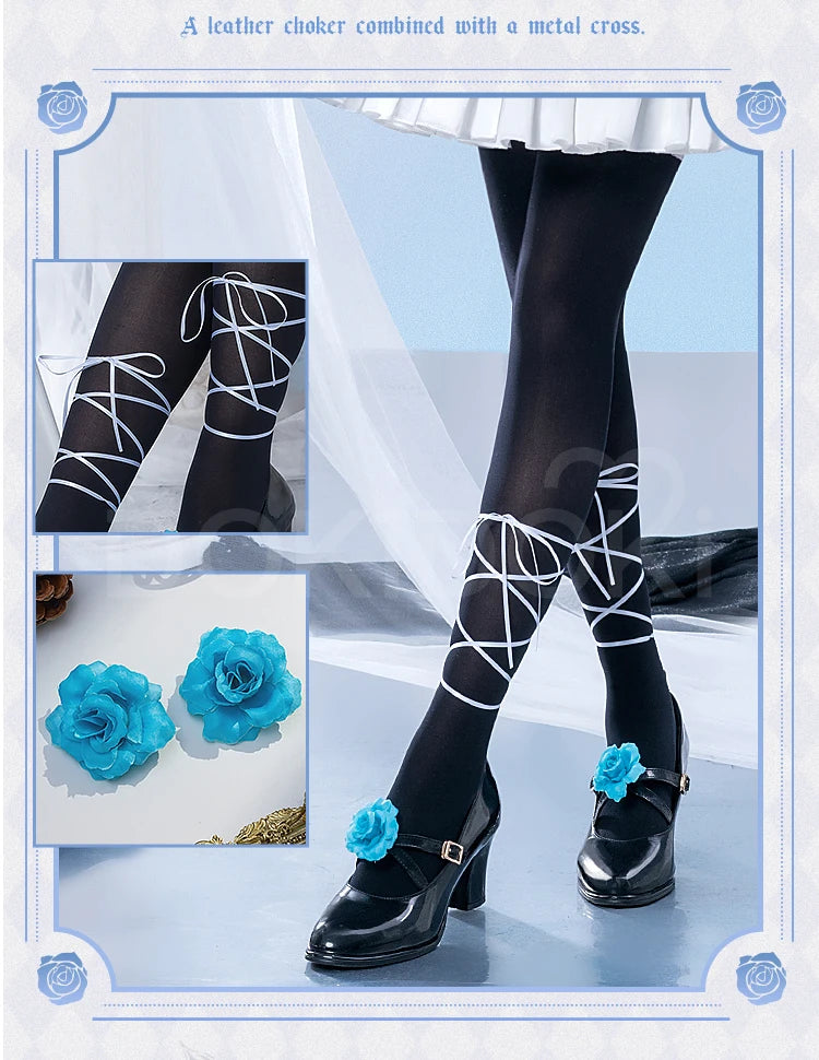 IN STOCK Asukaa Reii Cosplay Costume Anime DokiDoki-R Wome Black White Gothic Dress Asukaa Cosplay Halloween Costume