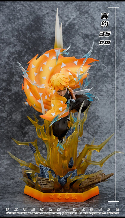 Demon Slayer Figure Agatsuma Zenitsu Double-Headed Luminescable Action Figurine Decoration Model Toys Gift 35cm Anime Statue Pv
