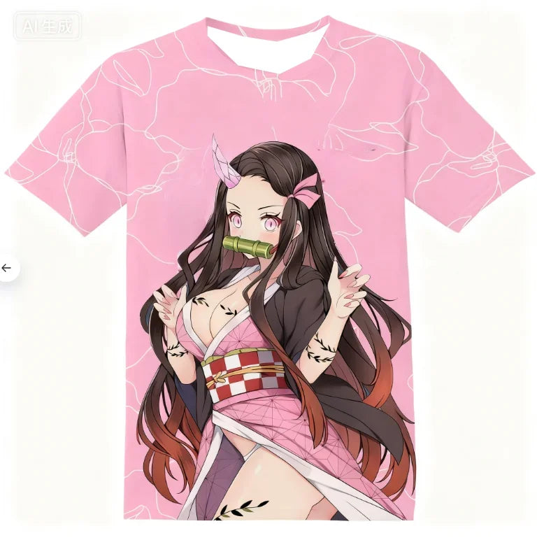 New Football Jerseys Japanese Anime Bandai Demon Slayer Tanjiro Nezuko T-shirt Sporty Street Loose for Men  Children Christmas