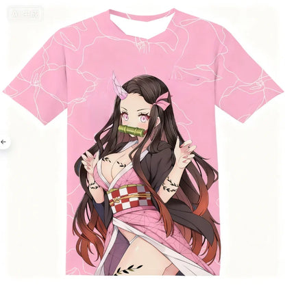 New Football Jerseys Japanese Anime Bandai Demon Slayer Tanjiro Nezuko T-shirt Sporty Street Loose for Men  Children Christmas
