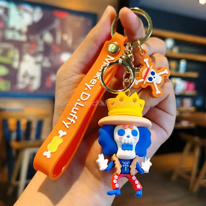 Anime Dragon Ball One Piece Keychain Luffy Sauron Nami Chopper Silicone Cute Car Keyring Pendant Toys Birthday Kids Toys Gifts