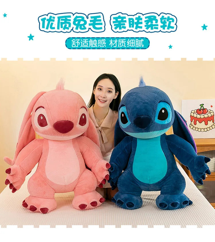 50/70/90cm Super Big Size Stitch Disney Anime Plush Stuffed Doll Angel Decoration Plushies Children Pillow Ornament Holiday Gift