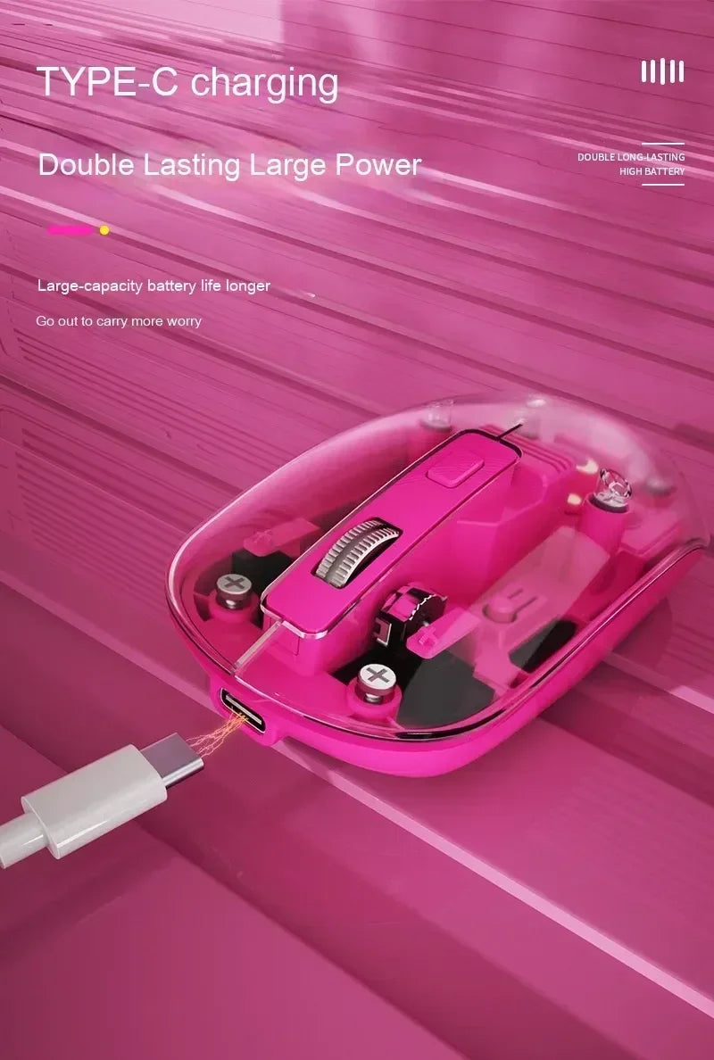 New Disney Wireless 2.4g Transparent Mouse Dual Bluetooth Charging Mute Silent Female Tablet Computer Notebook Office Gift
