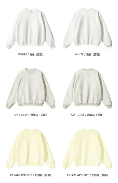 ZODF 2024 Winter Men 345gsm Fleece Sweatshirts Unisex Women Casual Loose Warm Solid O-Neck Pullovers Streetwears HY0865