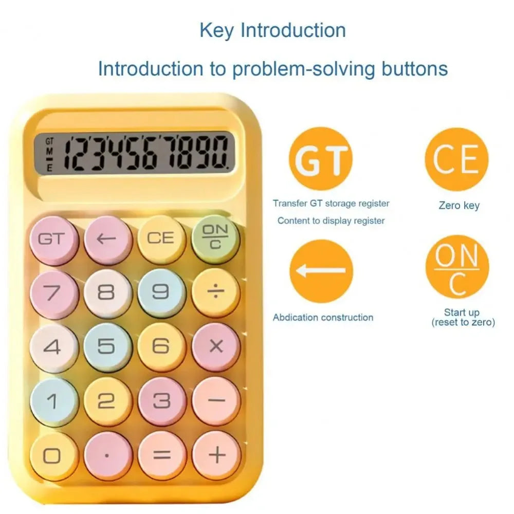 Keyboard Calculator Office 10-digit Mechanical Buttons Calculator Cute Candy Color School Supplies Students/Finance Stationery
