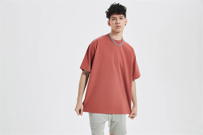 ZODF Fashion Spring Summer Washed Solid T Shirts For Men Loose Unisex 310gsm Cotton Heavy Weight T-Shirt Brand Tops HY0064